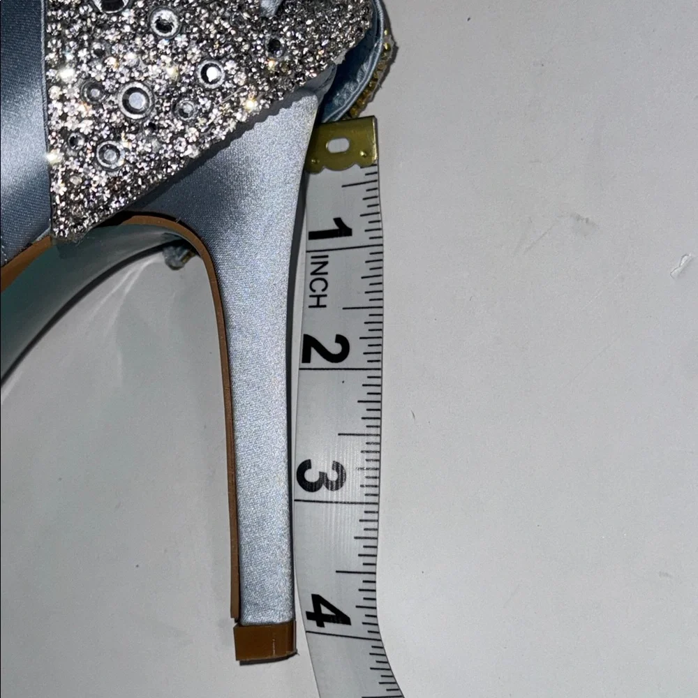 BETSEY JOHNSON X DB Satin Peep Toe Stiletto Pumps with Sequin Bow 7.5 heels - Picture 7 of 8